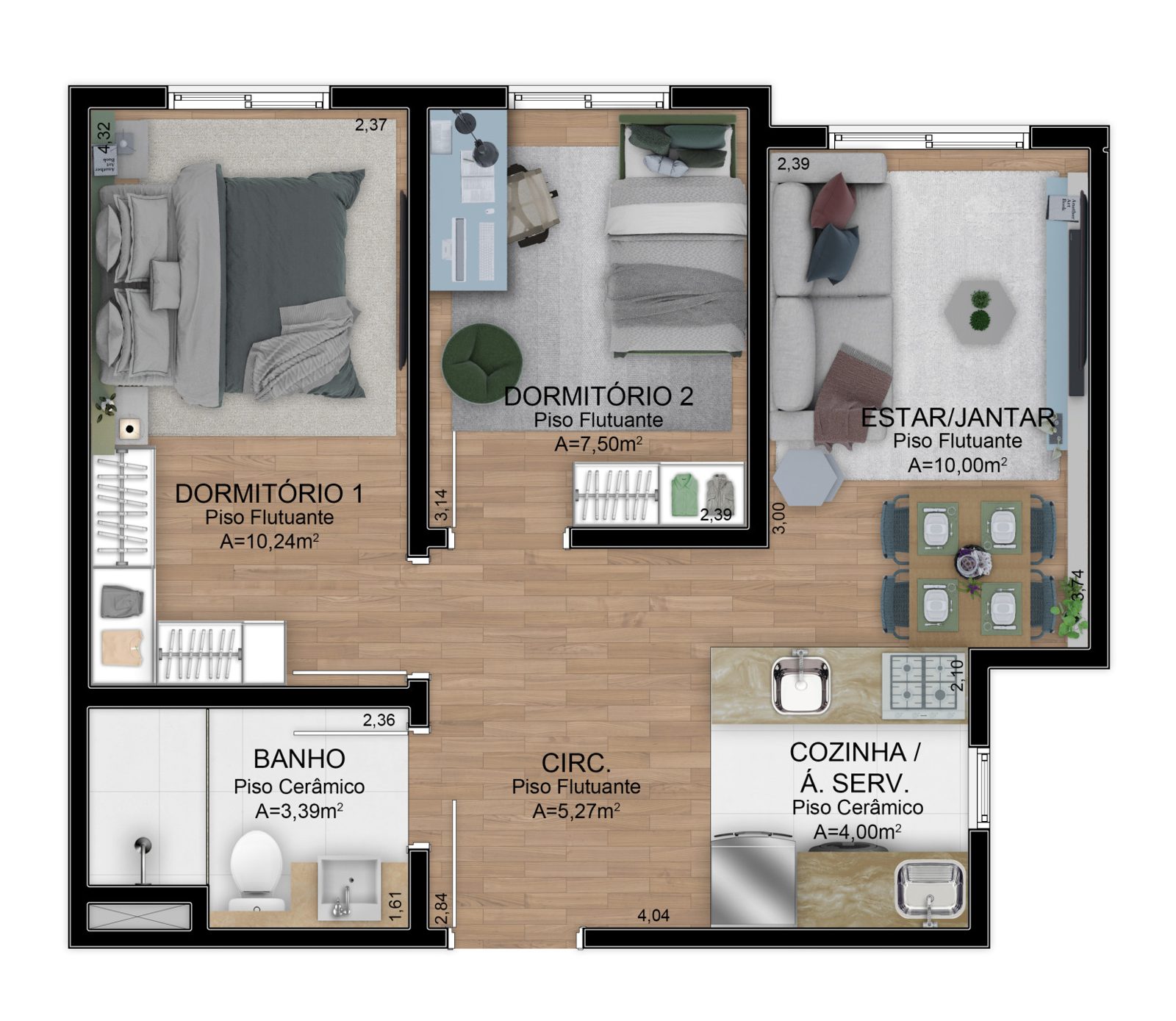 Planta do apartamento do Residencial Monte Cristo
