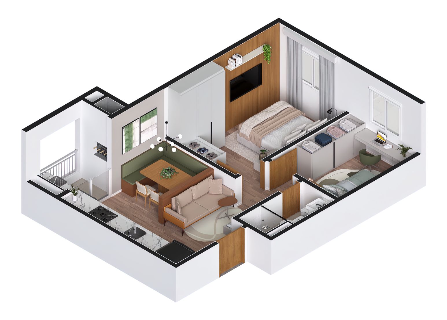 Planta do apartamento tipo de canto do Vision Square
